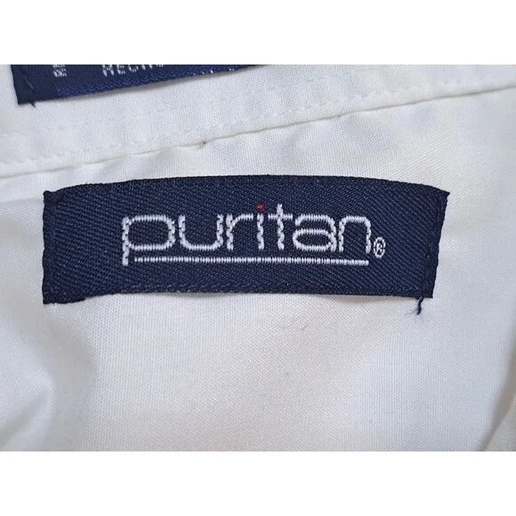 Vintage Mens Puritan White Long Sleeve Shirt Button Up Wrinkle Free Size XXL-2XL - Picture 8 of 10